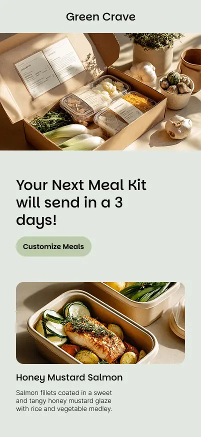 email example for a green healthy food subscription
