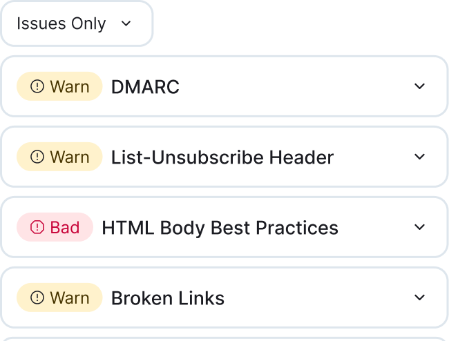 list of deliverability issues