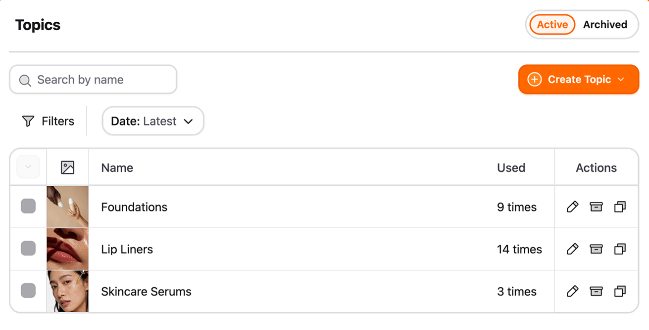 screenshot of content manager
