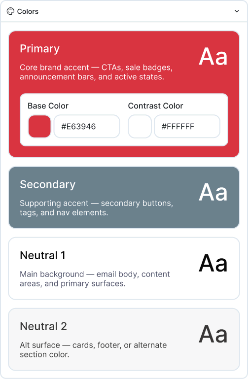 image of the color palette setup for brandkits